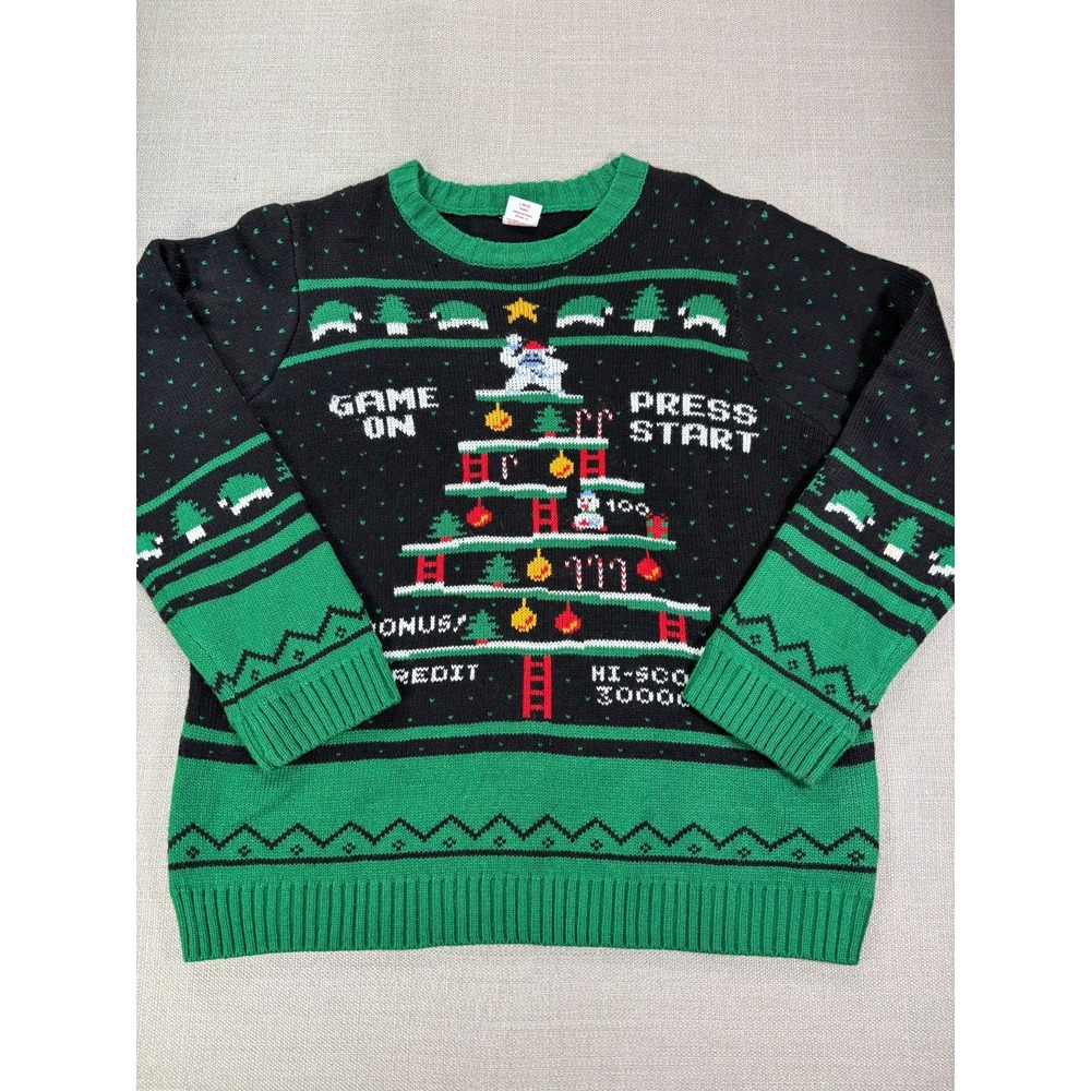 Holiday Time Youth Ugly Christmas Sweater Gamer Donkey Kong Size L (10-12) Husky